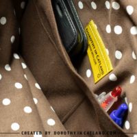 Dorothy in Catland - brown bag with white dots and a yellow butterfly