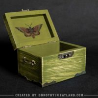 Dorothy in Catland - small jewellery box with red moth