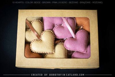 Dorothy in Catland - hearts 10pcs - beige brown pink