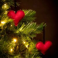 Dorothy in Catland - hanging hearts 2pcs - amaranth