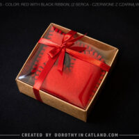 Dorothy in Catland - hearts 2pcs - red with black ribbon - zawieszki - czerwone serca