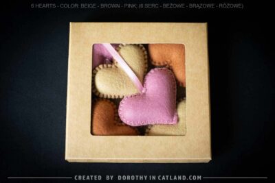 Dorothy in Catland - hearts 6pcs - beige brown pink