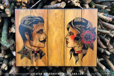 Dorothy in Catland - Oldschool tattoo picture with man and woman - Oldschool tattoo obrazek z mężczyzną i kobietą