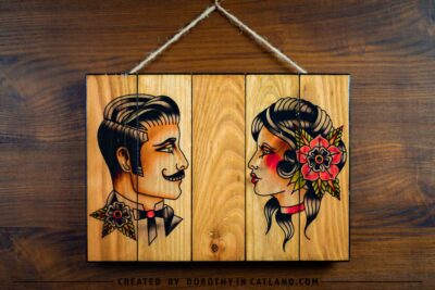 Dorothy in Catland - Oldschool tattoo picture with man and woman
