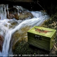 Dorothy in Catland - small jewellery box with red moth - szkatułka z grafiką oldschool tattoo