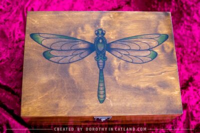 Dorothy in Catland - A box with a green dragonfly and 4 compartments - Skrzynka z zieloną ważką i 4 przegródkami