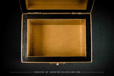 Jewellery box with golden interior and gold-painted edges, showcasing elegant craftsmanship