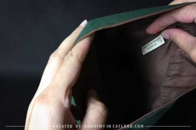 Dorothy in Catland - Green drawstring bag with Holiday tree - Christmas trees