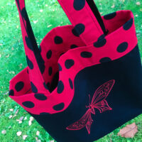 Dorothy in Catland - Black bag with red butterfly - Red bag with large black polka dots