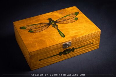 Dorothy in Catland - Tea box with green dragonfly graphic