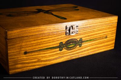 Dorothy in Catland - Tea box with green dragonfly graphic
