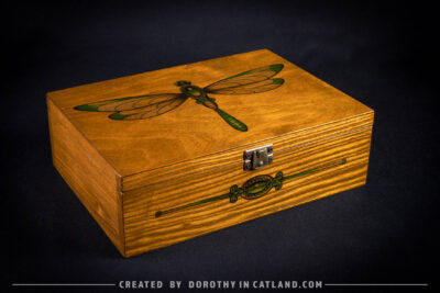 Dorothy in Catland - Tea box with green dragonfly graphic