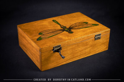 Dorothy in Catland - Tea box with green dragonfly graphic