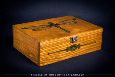 Dorothy in Catland - Tea box with green dragonfly graphic