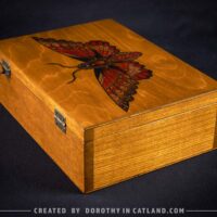 Dorothy in Catland - Wooden box with moth and 4 compartments